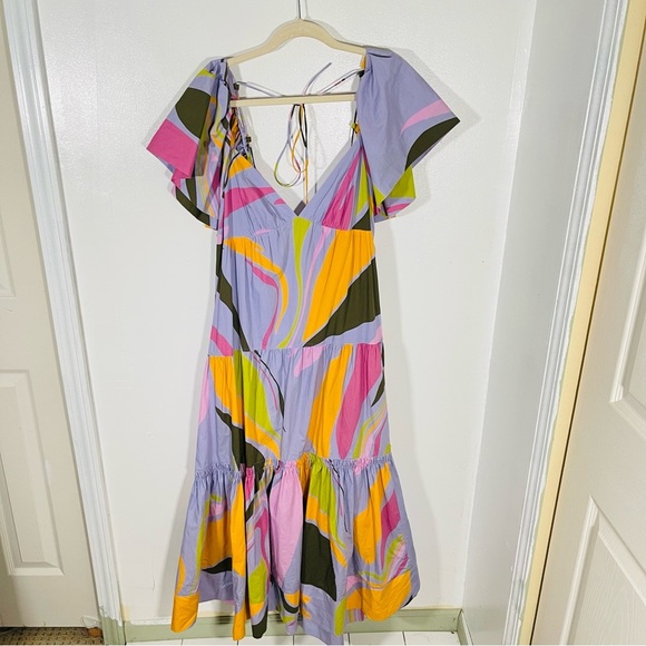 NWT La Ligne Stella Lavender Floral Midi Dress Wedding Pastel Bohemian Size XL - Picture 2 of 8